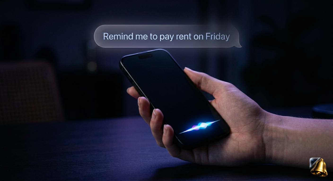iPhone with voice assistant waveform for setting reminders